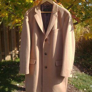 Jos A Bank 100% Cashmere Long Camel Brown Coat Mens 46 Regular
